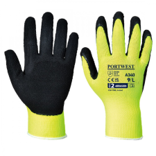 Portwest A340 Hi-Vis Grip Tenyérmártott védőkesztyű (sárga/fekete) (7/S) védőkesztyű