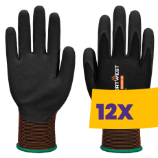 Portwest A373 18-as kötéssűrűségű homokbevonatos védőkesztyű fekete (Karton - 12 pár)