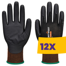 Portwest A374 Habosított nitril munkavédelmi kesztyű fekete (Karton - 12 pár)