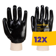 Portwest A400 Csuklóig mártott PVC kesztyű piros (Karton - 12 pár)