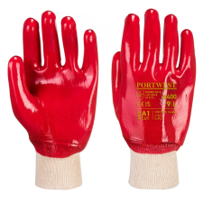 Portwest A400 PVC csuklóig mártott védőkesztyű (piros, 10/XL) védőkesztyű