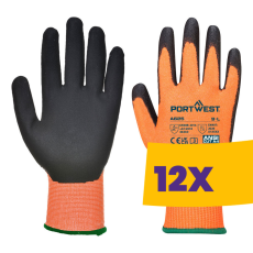 Portwest A625 Láthatósági vágásbiztos védőkesztyű, Cut 5 narancs (Karton - 12 pár)