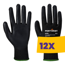 Portwest A635 Eco 3-as vágásbiztos védőkesztyű fekete (Karton - 12 pár) védőkesztyű