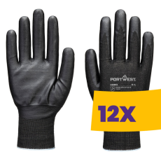 Portwest A680 Cut F21 Nitril Tungsten vágásbiztos kesztyű A9 fekete (Karton - 12 pár)