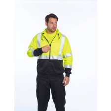 Portwest B315 Bicolour Hi-Vis cipzáras kapucnis S sárga láthatósági ruházat