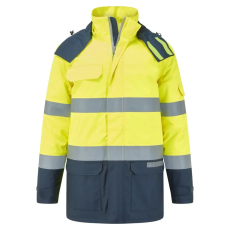 Portwest Bizflame Rain + Hi-Vis Multi-Norm Contrast FR téli kabát Yellow/Navy L