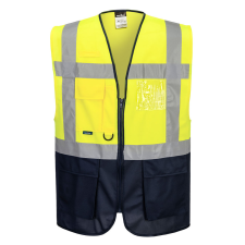 Portwest C476 Warsaw jól láthatósági vezetői mellény (sárga/navy, 4XL) láthatósági ruházat