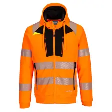 Portwest DX4 Hi-Vis cipzáras kapucnis pulóver Orange/Black L láthatósági ruházat