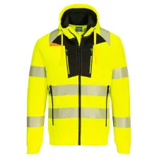 Portwest DX4 Hi-Vis cipzáras kapucnis pulóver Yellow/Black XXL láthatósági ruházat