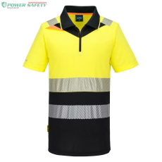 Portwest DX4 Hi-Vis cipzáros Class 1 póló S/S - Sárga/Fekete