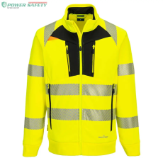 Portwest DX4 Hi-Vis kapucnis cipzáras pulóver - Sárga/Fekete