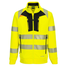 Portwest DX4 Hi-Vis kapucnis cipzáras pulóver Yellow/Black XXXL láthatósági ruházat