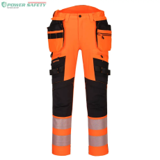 Portwest DX4 Hi-Vis nadrág lezippzározható lengőzsebbel - Narancs/Fekete