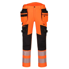 Portwest DX4 Hi-Vis nadrág lezippzározható lengőzsebbel (narancs/fekete, 40)