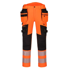 Portwest DX4 Hi-Vis nadrág lezippzározható lengőzsebbel Orange/Black 28