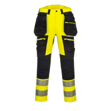 Portwest DX4 Hi-Vis nadrág lezippzározható lengőzsebbel (sárga/fekete, 34) munkaruha