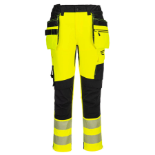 Portwest DX4 Hi-Vis nadrág lezippzározható lengőzsebbel Yellow/Black 41 láthatósági ruházat
