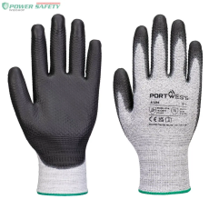 Portwest Grip 13 PU gyémántkötésű kesztyű (12 pár) - Szürke/Fekete