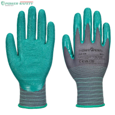 Portwest Grip 15 érdesített nitril kesztyű (12 pár) - Szürke/Zöld védőkesztyű