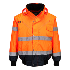 Portwest Hi-Vis 3 az 1-ben kontrasztos bomber dzseki Orange/Navy 4XL