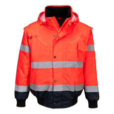 Portwest Hi-Vis 3 az 1-ben kontrasztos bomber dzseki Red/Navy XL