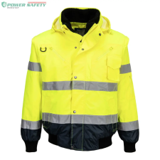 Portwest Hi-Vis 3 az 1-ben kontrasztos bomber dzseki - Sárga/Navy láthatósági ruházat