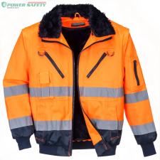 Portwest Hi-Vis 3-in-1 Pilota kabát - Narancs/Navy láthatósági ruházat