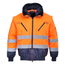 Portwest Hi-Vis 3-in-1 Pilota kabát Orange/Navy XXXL