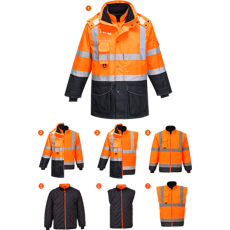 Portwest Hi-Vis 7 az 1-ben kontraszt Traffic kabát