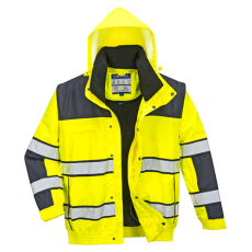 Portwest Hi-Vis Classic Bomber dzseki (sárga/tengerészkék, XL)