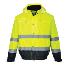 Portwest Hi-Vis kéttónusú bomber kabát (sárga/tengerészkék, M)