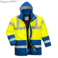 Portwest Hi-Vis Kéttónusú Traffic kabát - Sárga/Royal kék láthatósági ruházat