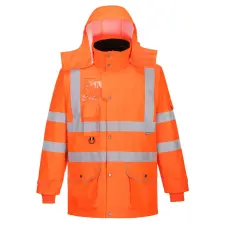 Portwest Hi-Vis légáteresztő az 7-in-1 közlekedési kabát narancs S láthatósági ruházat
