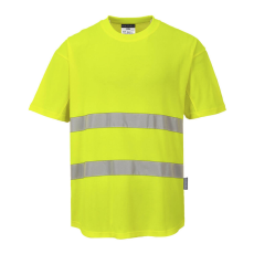 Portwest Hi-Vis pamut póló pamut hálós betétes póló S/S sárga M