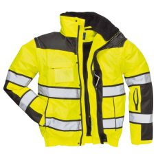 Portwest HiVis kapucnis bomberkabát - C466 4XL fekete és sárga