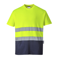 Portwest Kéttónusú Cotton Comfort póló Yellow/Navy L láthatósági ruházat