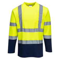 Portwest Kéttónusú, hosszú ujjú Cotton Comfort póló