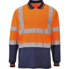 Portwest Kéttónusú hosszú ujjú póló (narancs/tengerészkék, XL)