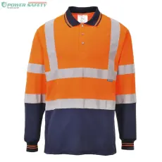 Portwest Kéttónusú hosszú ujjú pólóing - Narancs/Navy