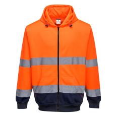 Portwest Kéttónusú zippzáras kapucnis pulóver Orange/Navy M