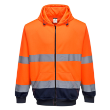 Portwest Kéttónusú zippzáras kapucnis pulóver Orange/Navy XXL láthatósági ruházat