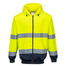 Portwest Kéttónusú zippzáras kapucnis pulóver Yellow/Navy XXXL