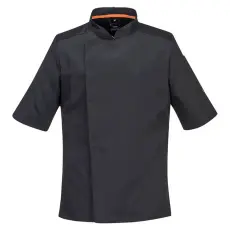 Portwest MeshAir Pro rövidujjú patentos szakácskabát - FEKETE