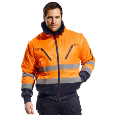 Portwest PJ50 Jól láthatósági pilóta kabát (Narancs/Navy, XXL) láthatósági ruházat