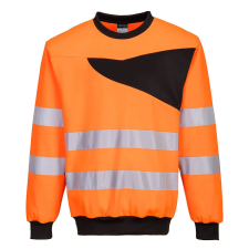 Portwest PW277 Hi-Vis Kereknyakú pulóver (narancs/fekete, S) láthatósági ruházat
