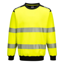 Portwest PW379 PW3 Hi-Vis Crew Neck pulóver (sárga/fekete, M) láthatósági ruházat