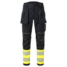 Portwest PW3 FR Hi Vis Class 1 lengőzsebes lángálló nadrág Yellow/Black 38