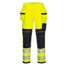 Portwest PW3 FR Modaflame Hi-Vis lengőzsebes nadrág Yellow/Navy 28 munkaruha