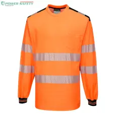 Portwest PW3 Hi-Vis hosszú ujjú póló - Narancs/Fekete