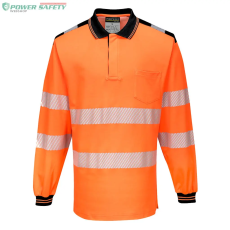 Portwest PW3 Hi-Vis hosszú ujjú pólóing - Narancs/Fekete